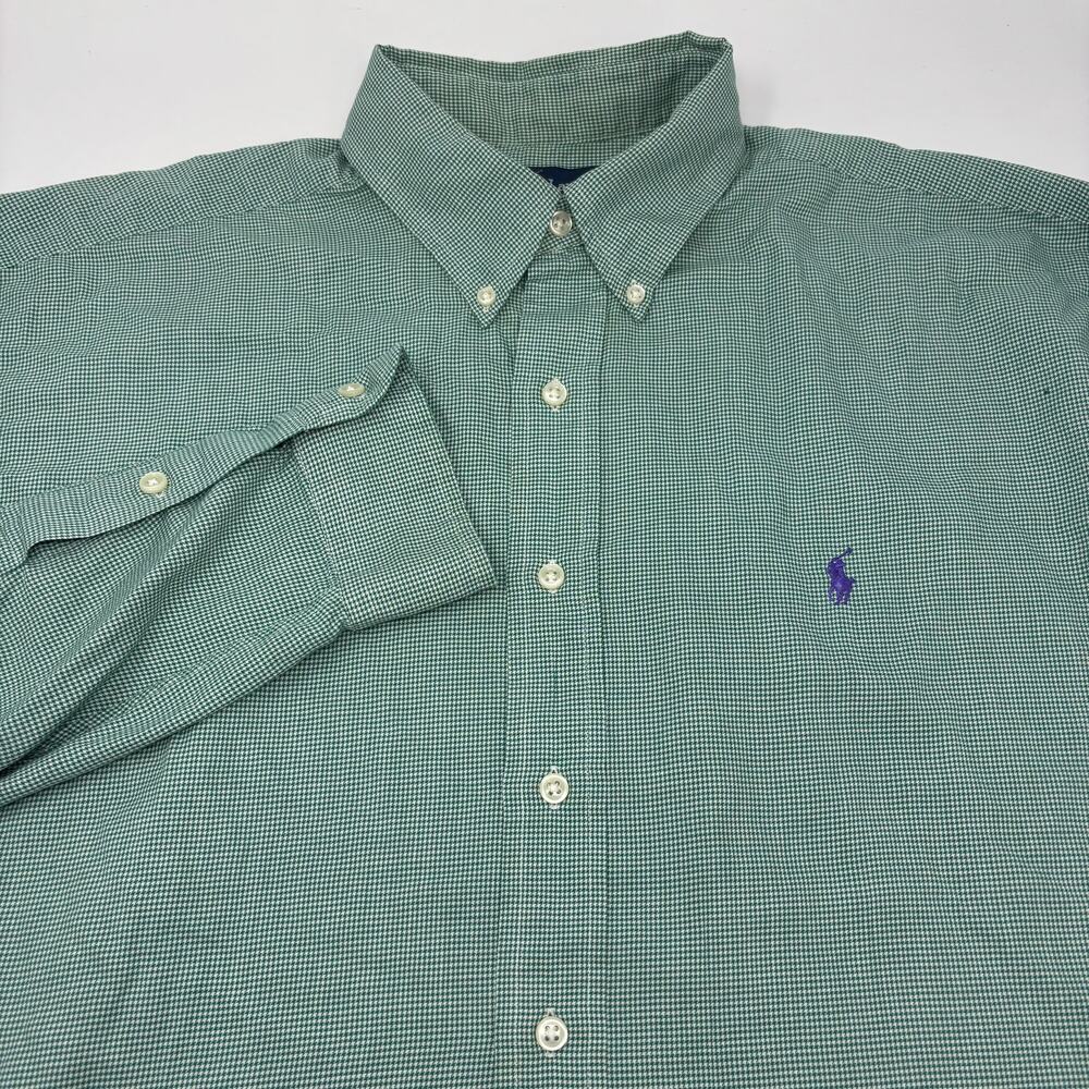 Ralph Lauren XL Green White Check Long Sleeve Button Down Blake Shirt